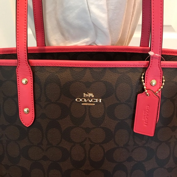 Coach signature city zip strawberry tote brown - Picture 3 of 8